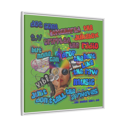 drop the beat - framed canvas art (green)
