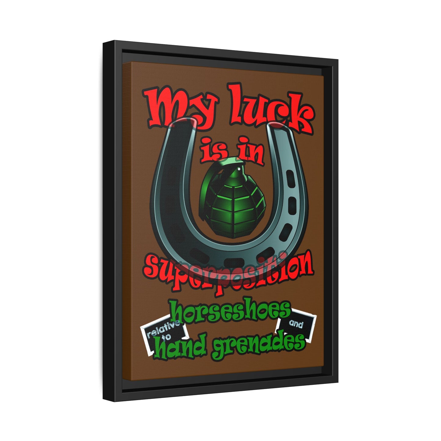 my luck - framed canvas art (brown)