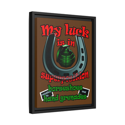 my luck - framed canvas art (brown)