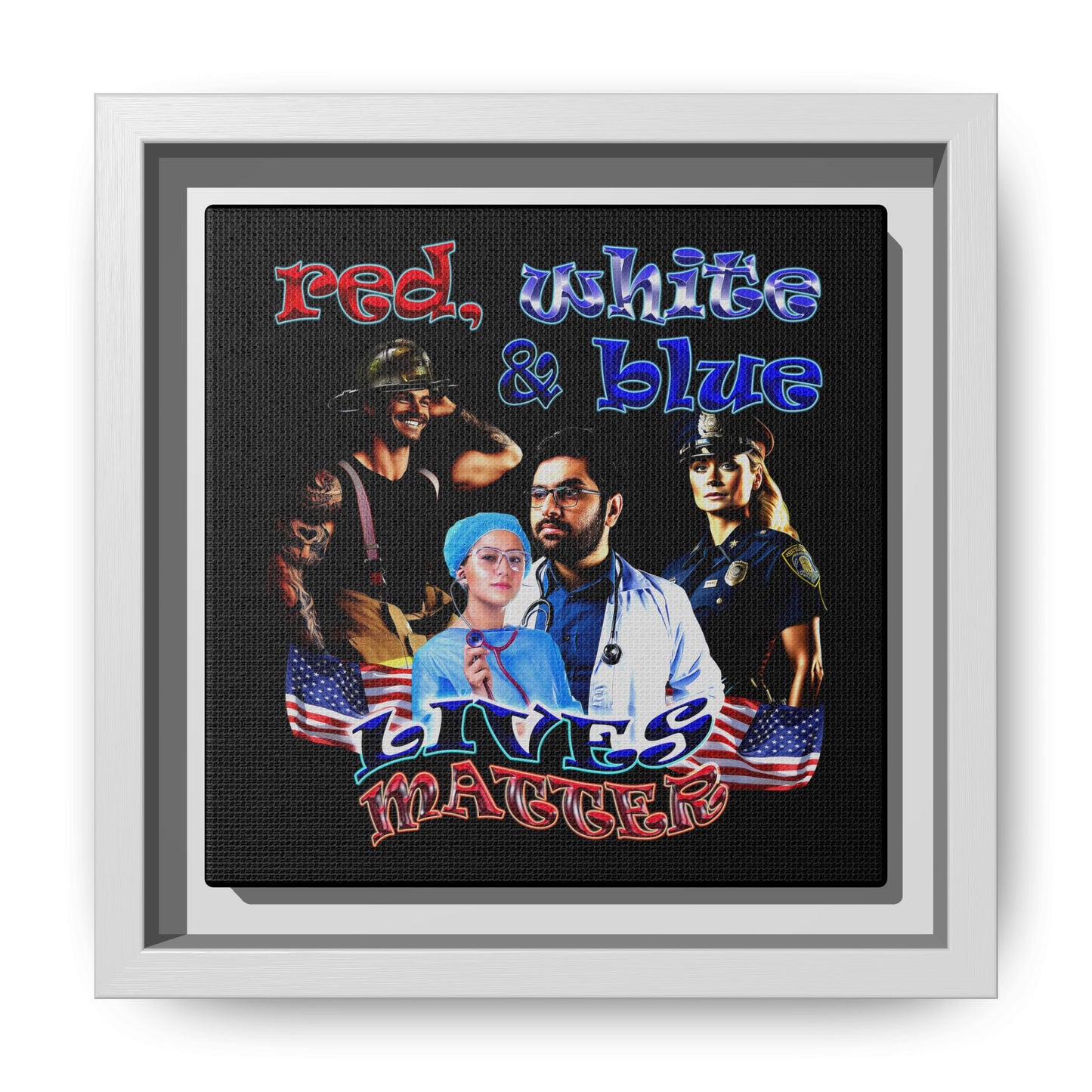 rw&b lives matter - framed canvas art (black)