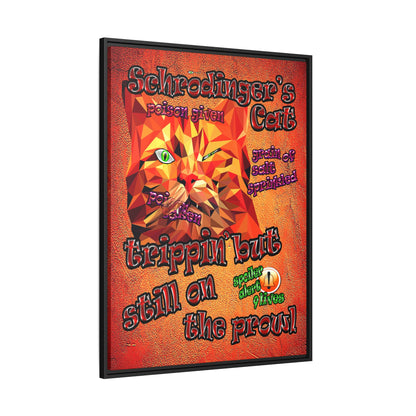 schrodinger's cat - framed canvas art (burnt orange)