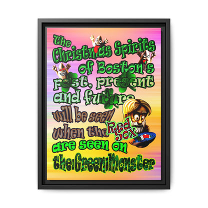 christmas spirits of boston - framed canvas art (color blur)