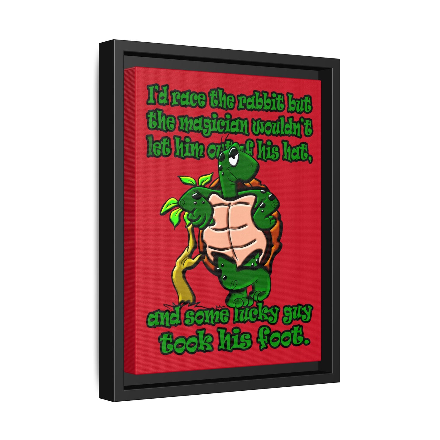 turtle race - framed canvas art (dark red)