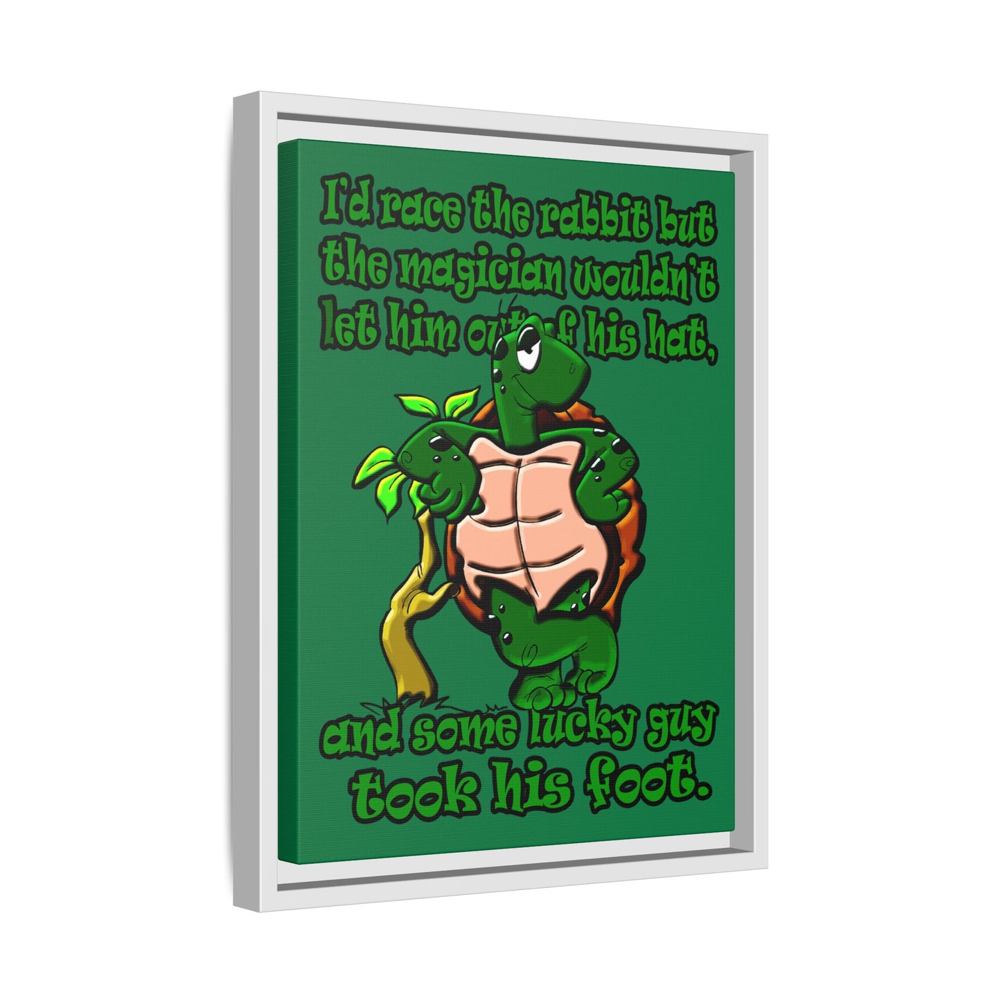turtle race - framed canvas art (dark green)