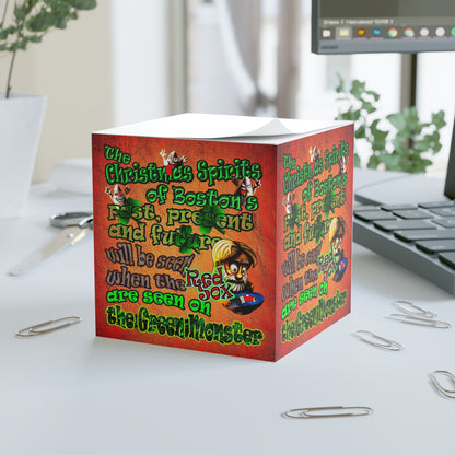 christmas spirits of boston - note cube (burnt orange)
