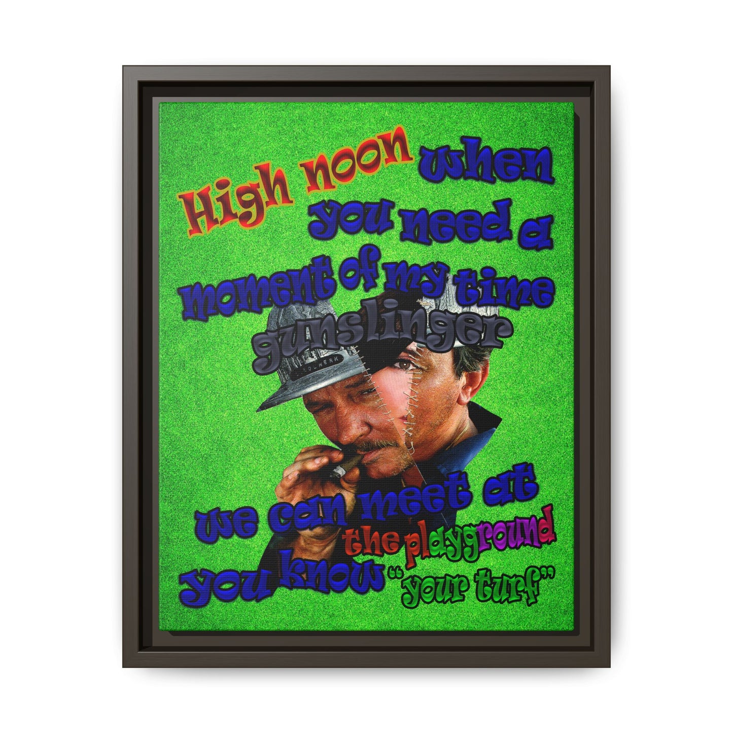 high noon - framed canvas art (green turf)