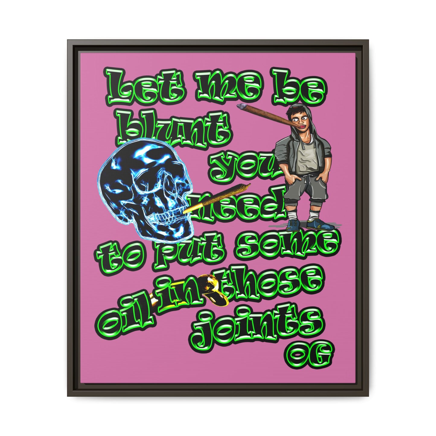 og - framed canvas art (light pink)