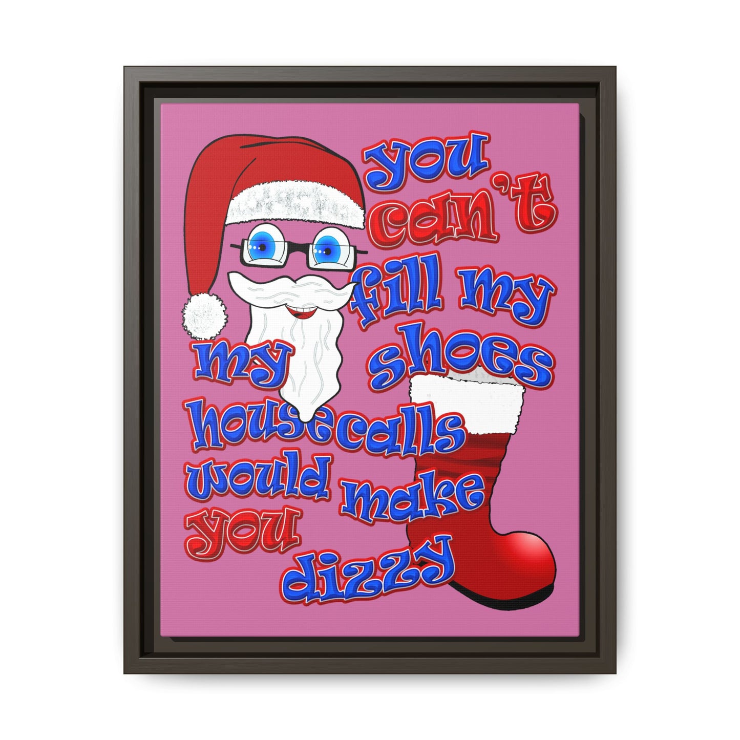 santa's shoes - framed canvas art (light pink)