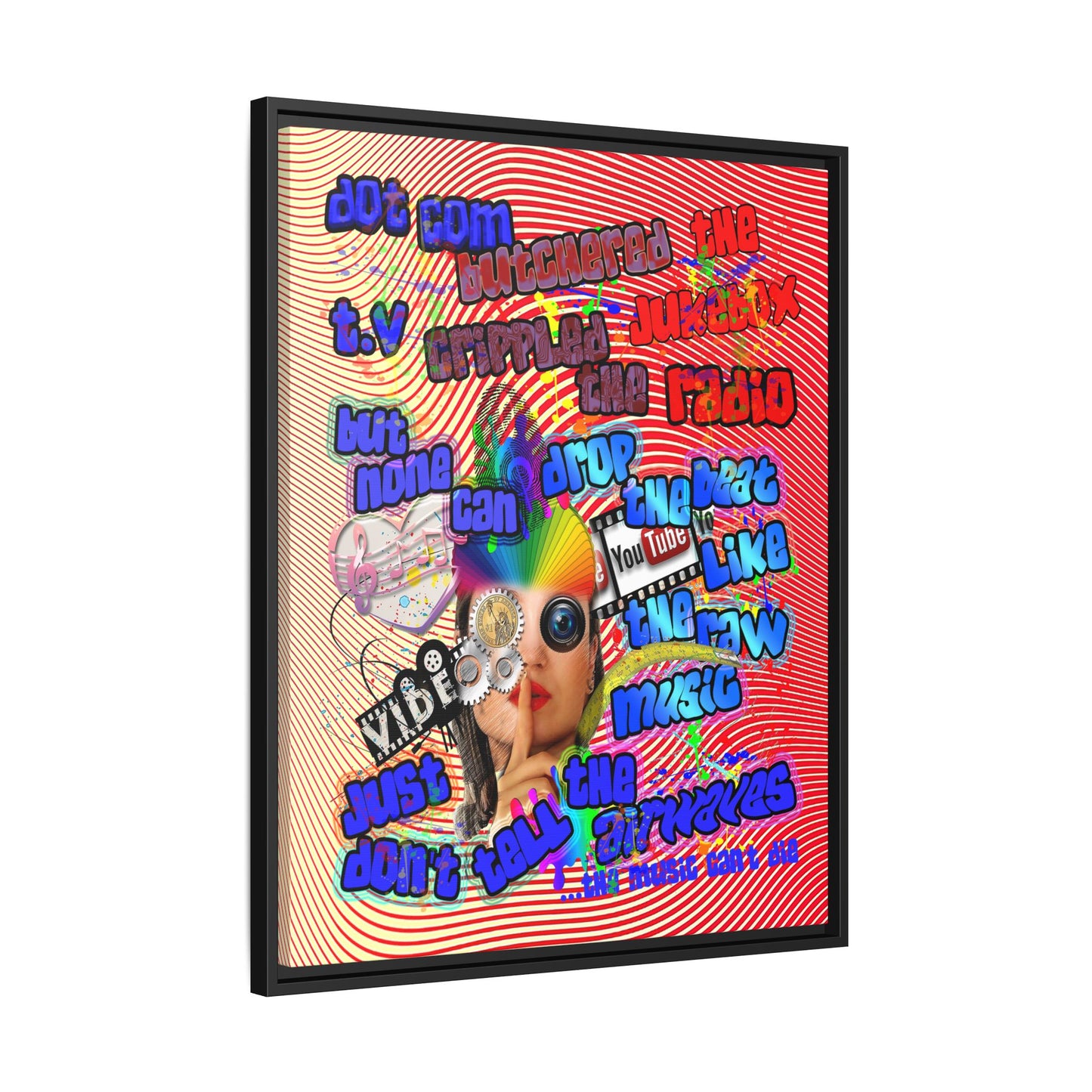 drop the beat - framed canvas art (yellow-orange wave)
