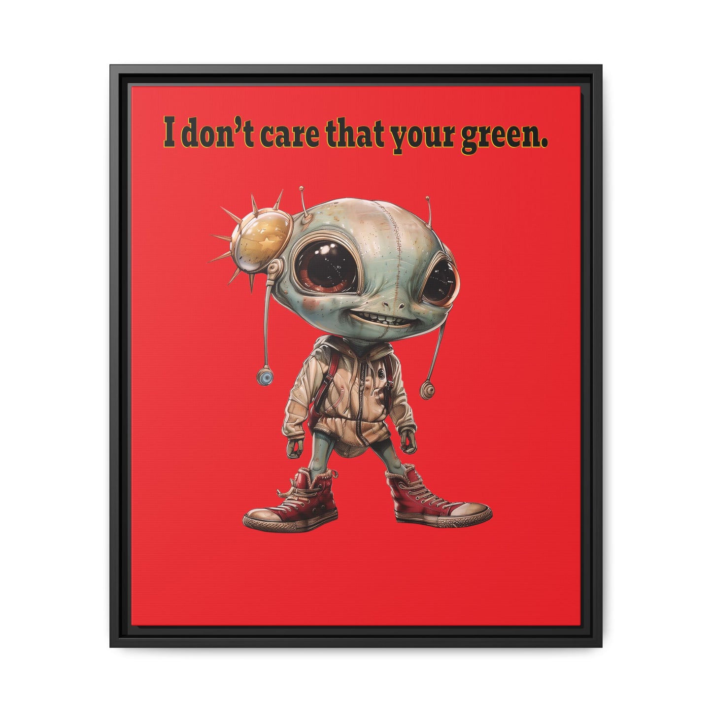 I don't care that your green - framed canvas art (red)