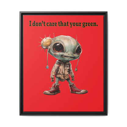 I don't care that your green - framed canvas art (red)