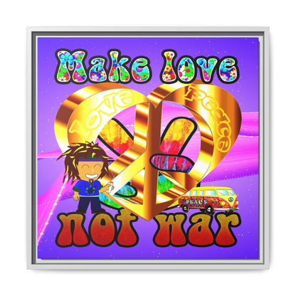 love peace - framed canvas art (purple-pink wave)