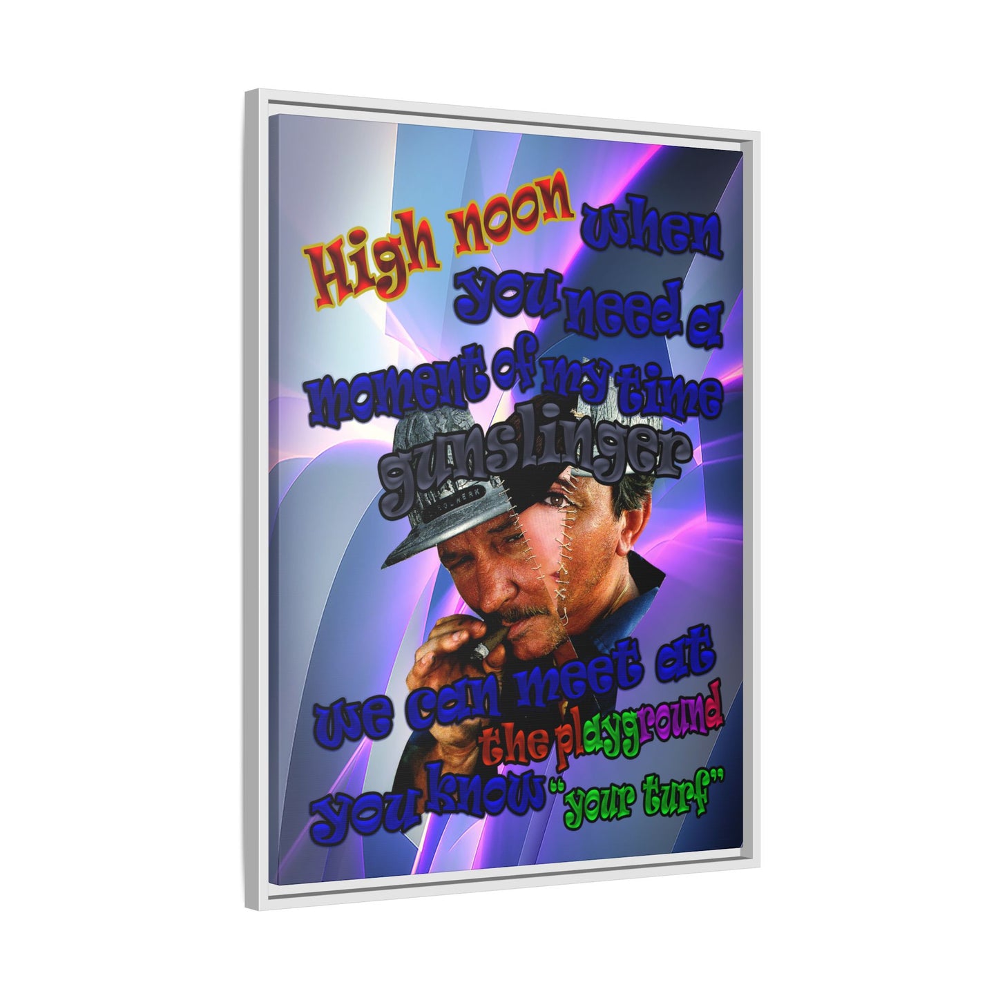 high noon - framed canvas art (grey-pink wave)