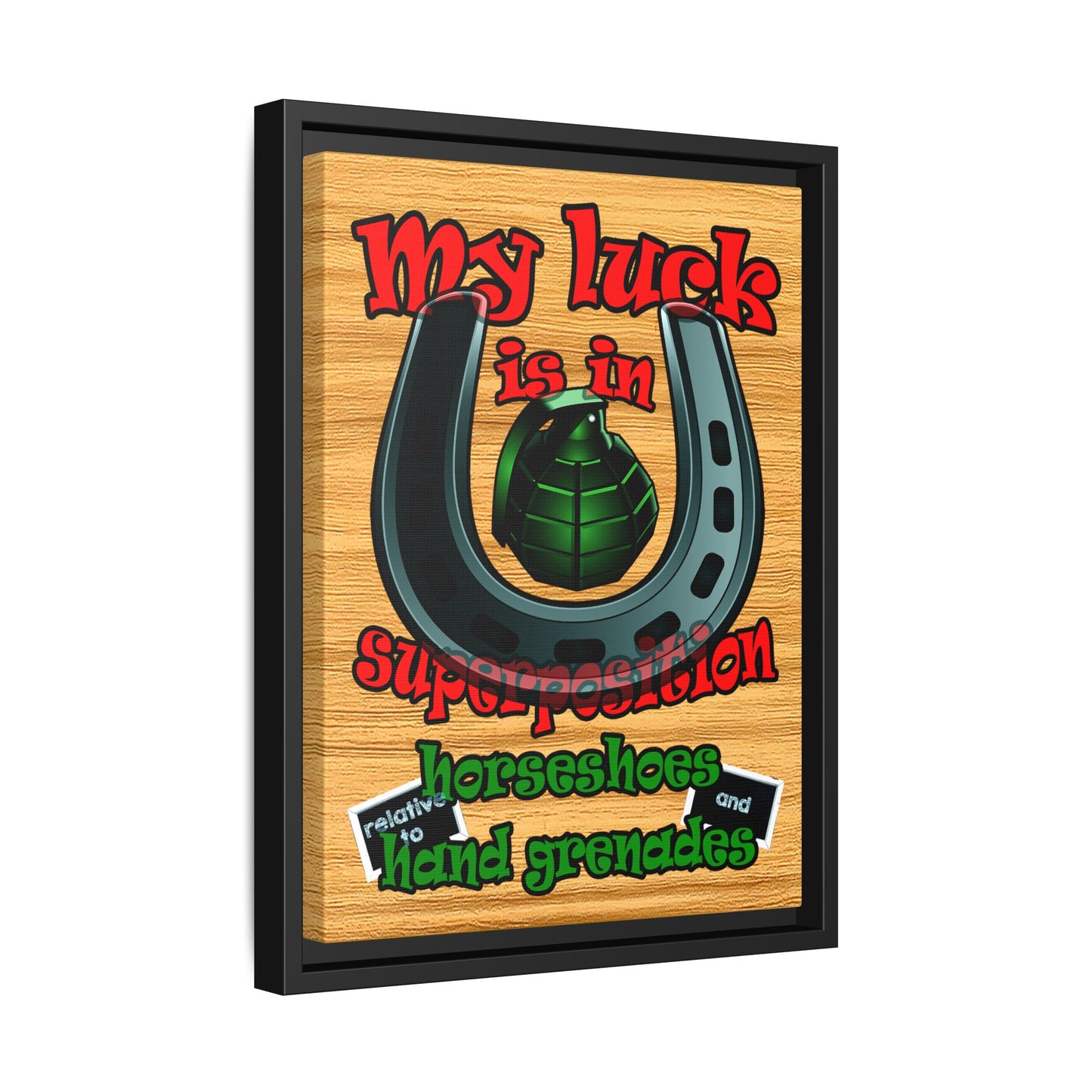 my luck - framed canvas art (butterscotch wood finish)
