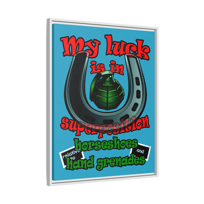 my luck - framed canvas art (turquoise)