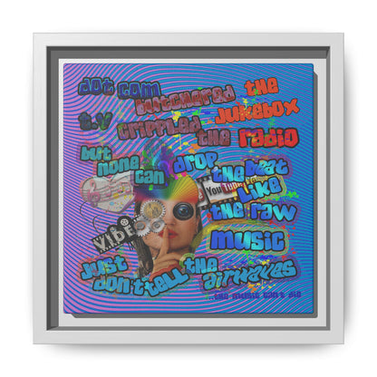 drop the beat - framed canvas art (light blue-purple wave)