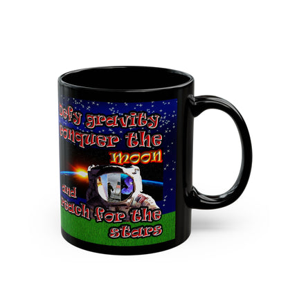 defy conquer reach - Black Mug ('snoops' background)