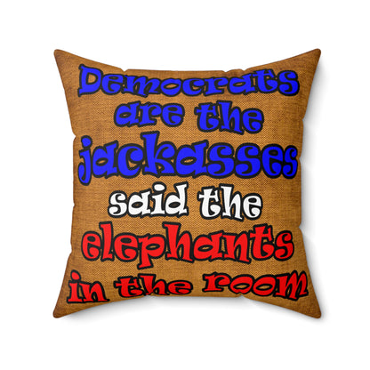 donkeys and elephants - Spun Polyester Square Pillow - (dichromatic brown papyrus)