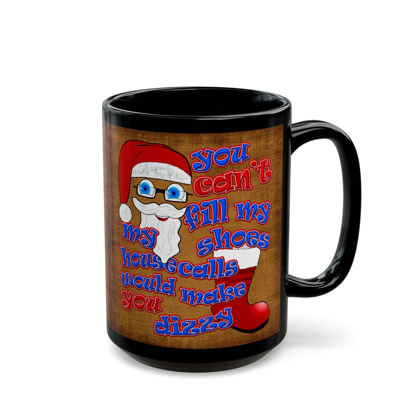 santa's shoes - Black Mug (brown papyrus)