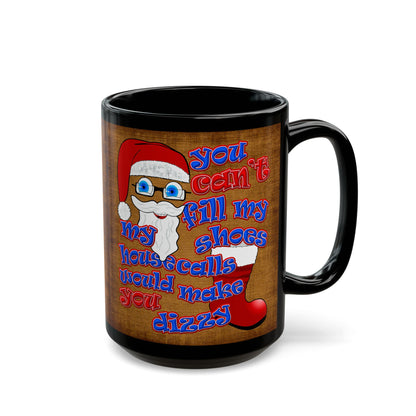 santa's shoes - Black Mug (brown papyrus)