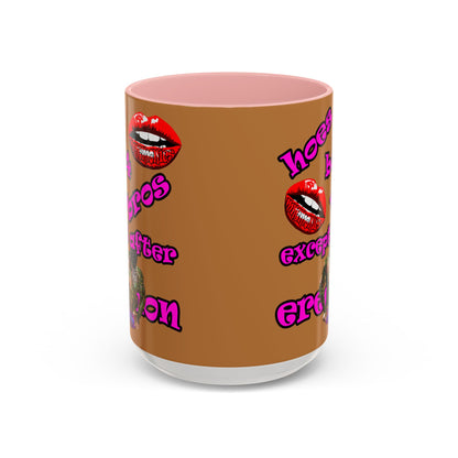 hoes b4 bros - Accent Mug (light brown)
