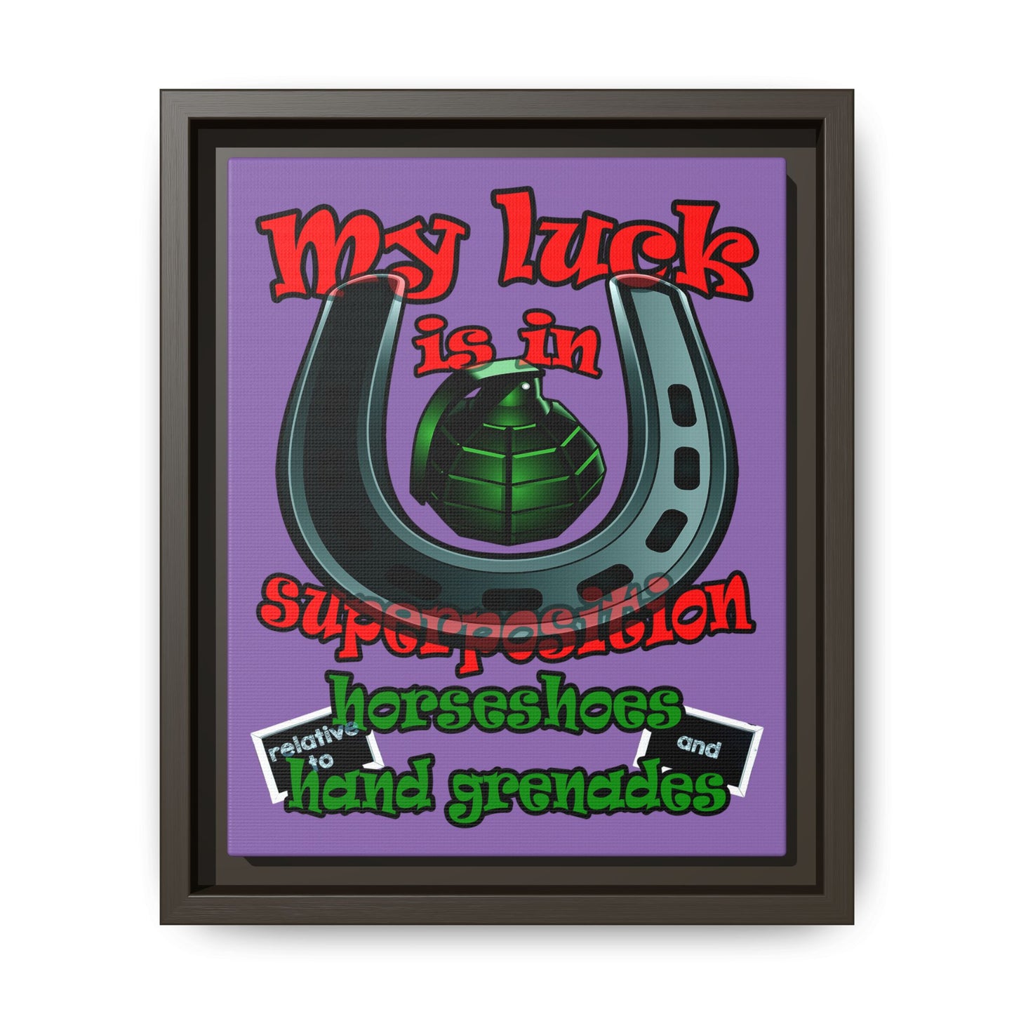 my luck - framed canvas art (light purple)