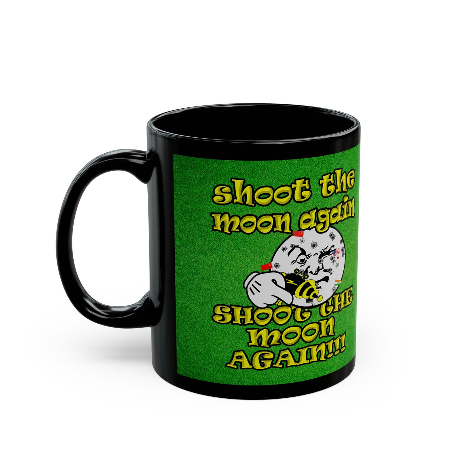 shoot the moon again - Black Mug (green turf)