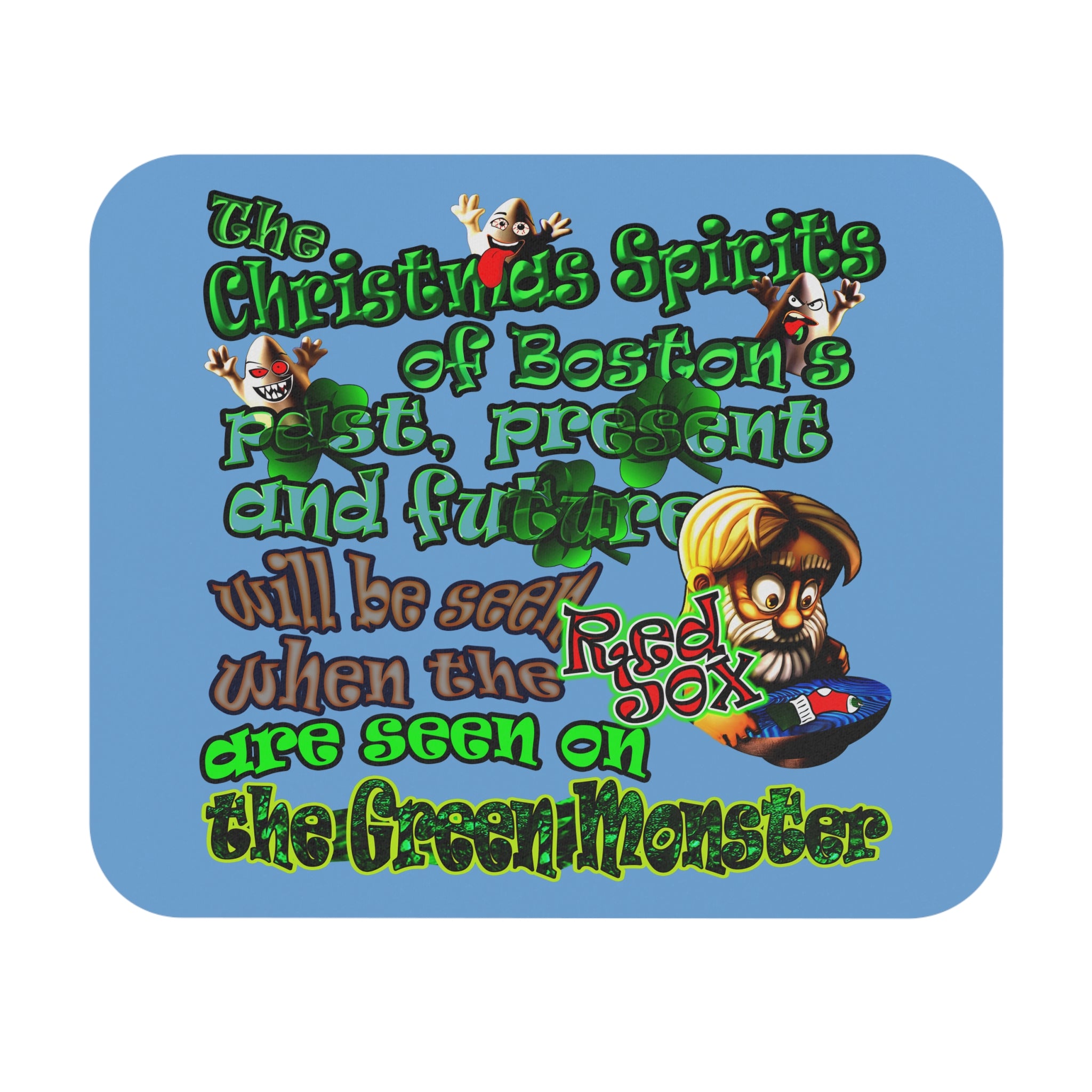 christmas spirits of boston - Mouse Pad (Rectangle) (light blue)
