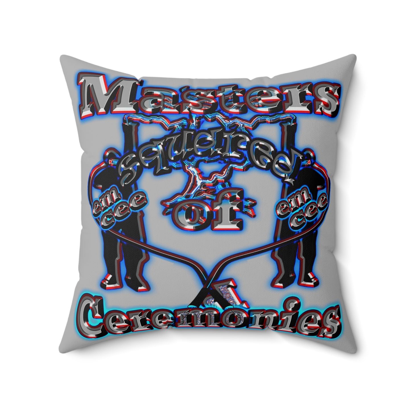 em cee squared - Spun Polyester Square Pillow - (light grey)