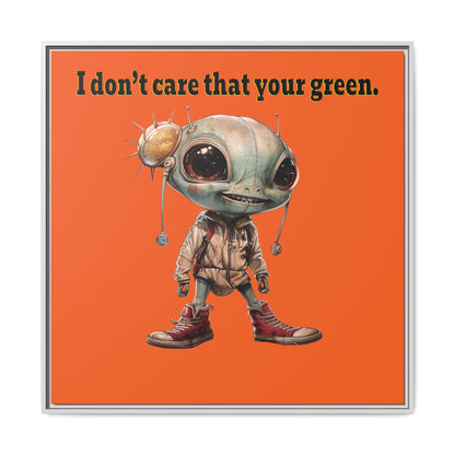 I don't care that your green - framed canvas art (orange)