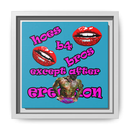 hoes b4 bros - framed canvas art (turquoise)
