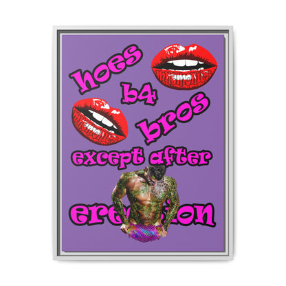 hoes b4 bros - framed canvas art (light purple)