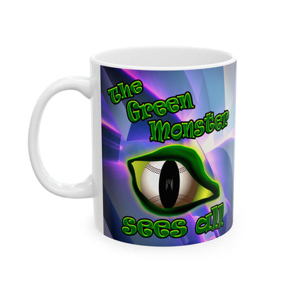 green monster - White Mug (grey-pink wave)