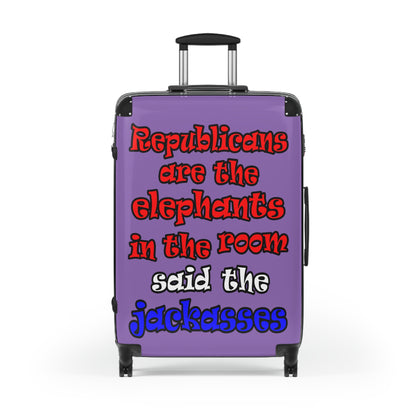 donkeys and elephants - Suitcase (light purple)