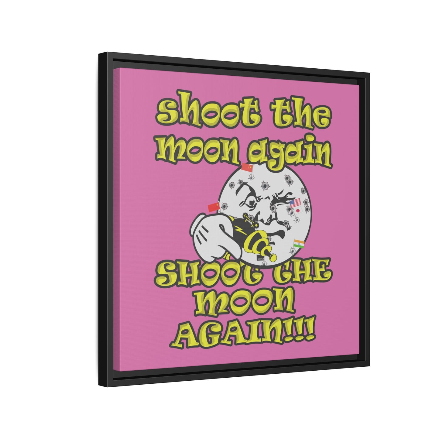 shoot the moon again - framed canvas art (light pink)