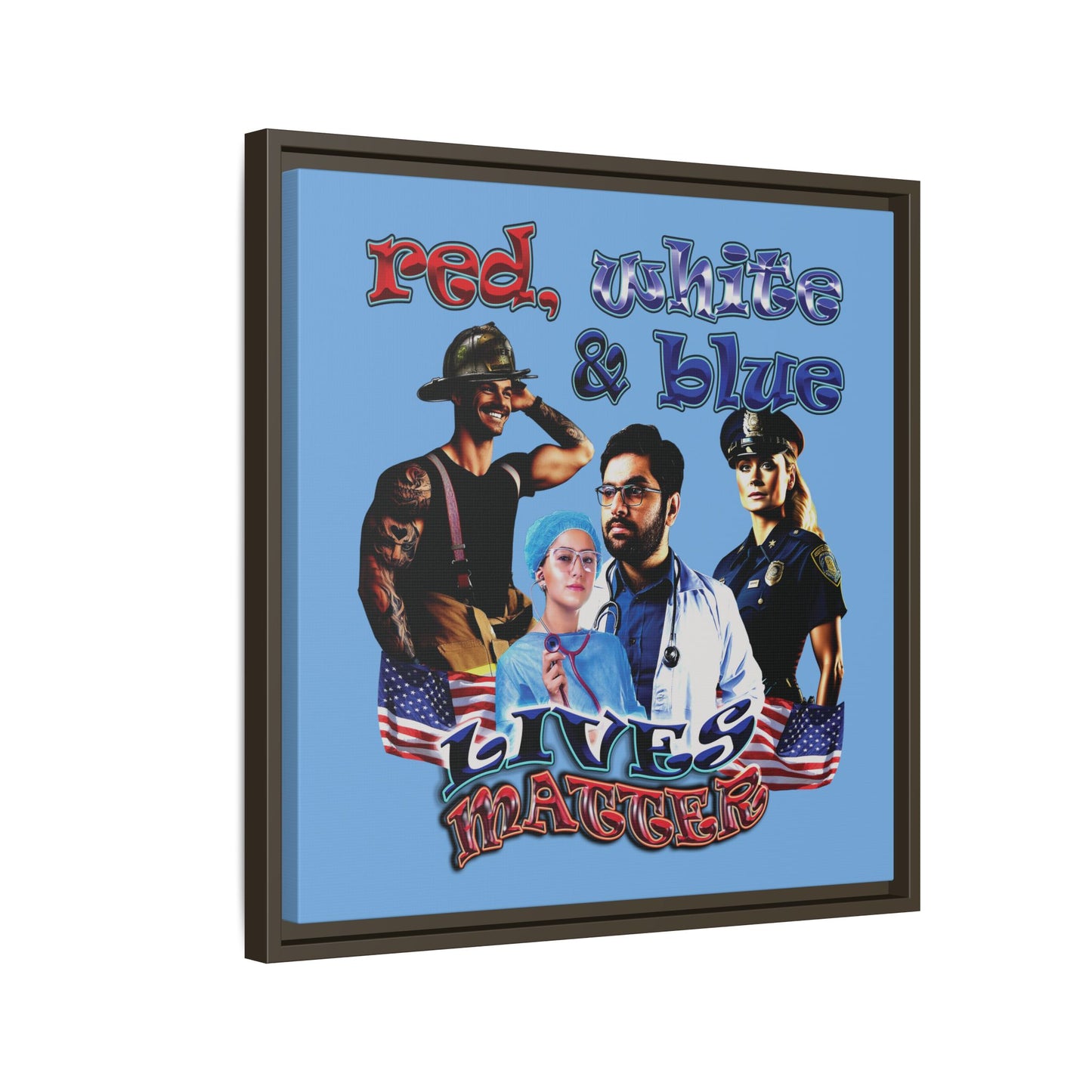 rw&b lives matter - framed canvas art (light blue)