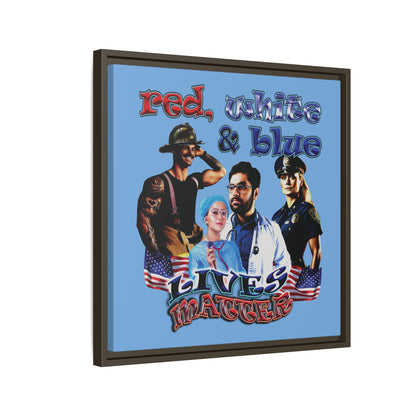 rw&b lives matter - framed canvas art (light blue)