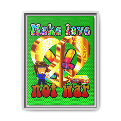 love peace - framed canvas art (logo green)