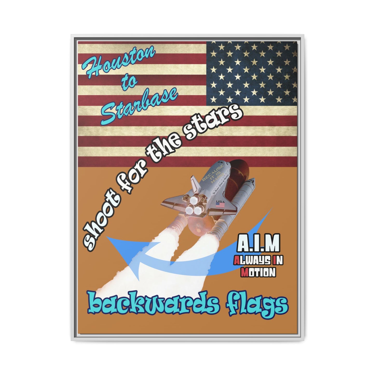 shoot for the stars - framed canvas art (light brown)