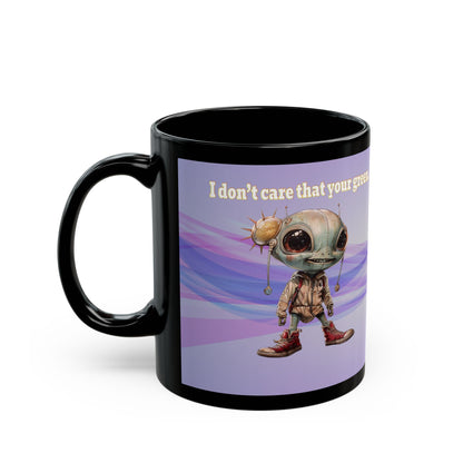 I don't care that your grey - Black Mug (light blue-pink wave)