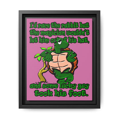 turtle race - framed canvas art (light pink)