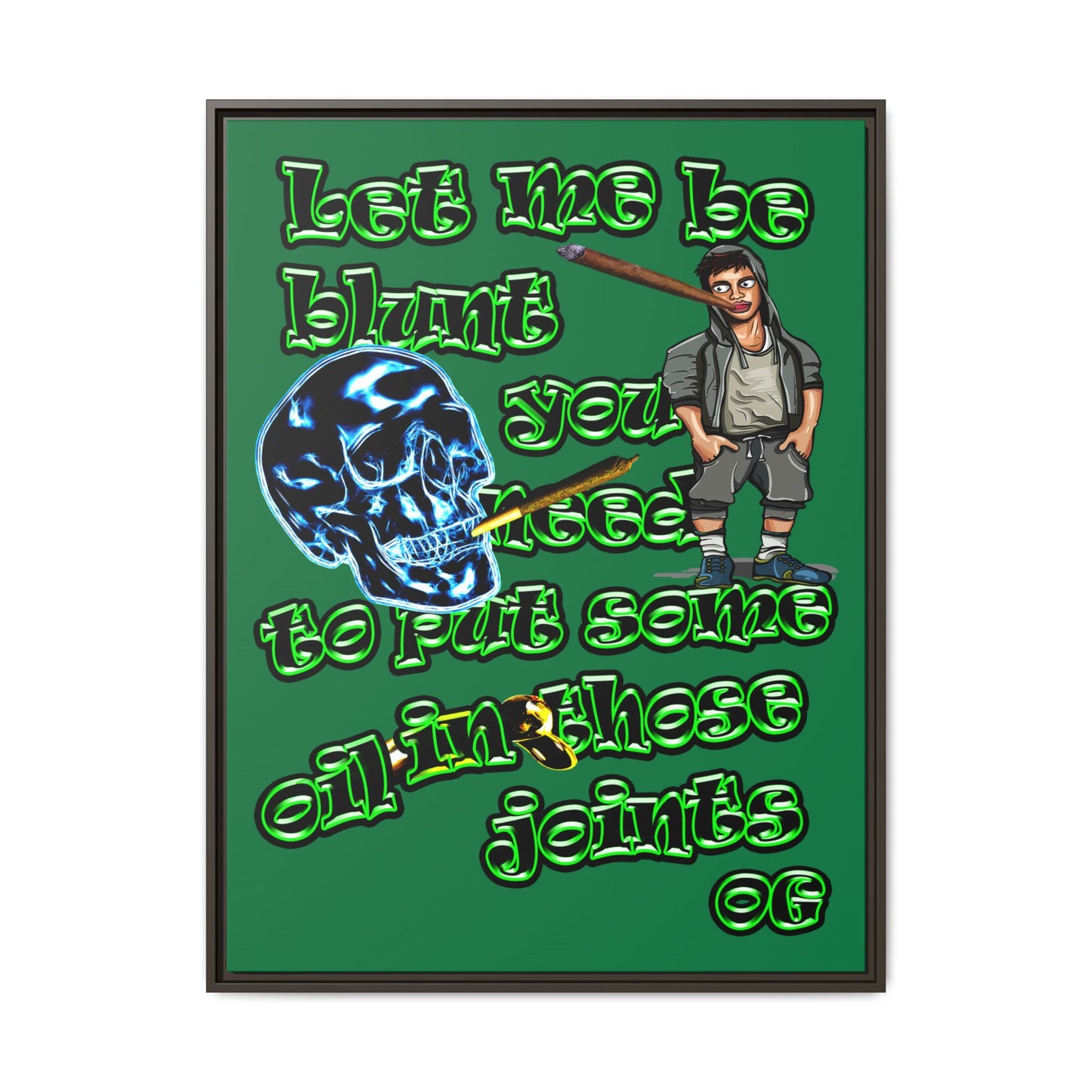 og - framed canvas art (dark green)