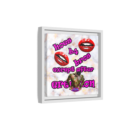 hoes b4 bros - framed canvas art (white marble)