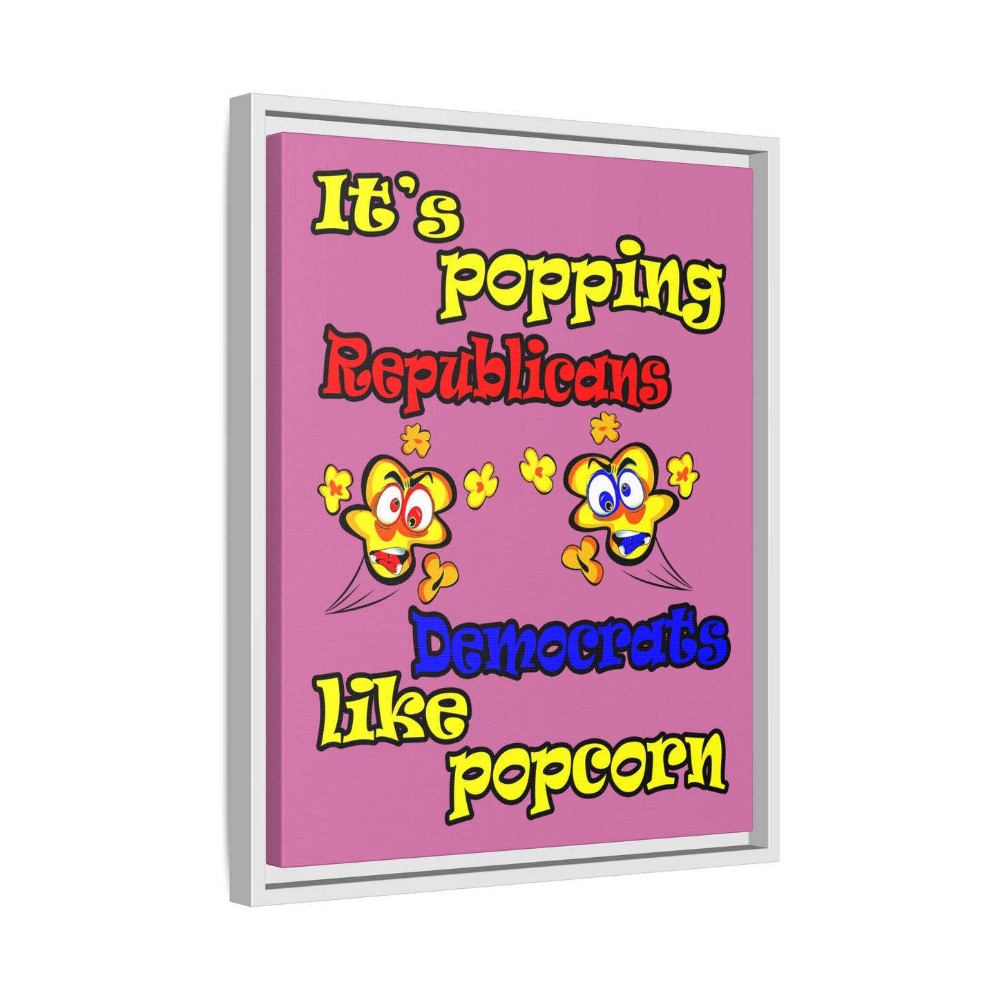 popping like popcorn - framed canvas art (light pink)