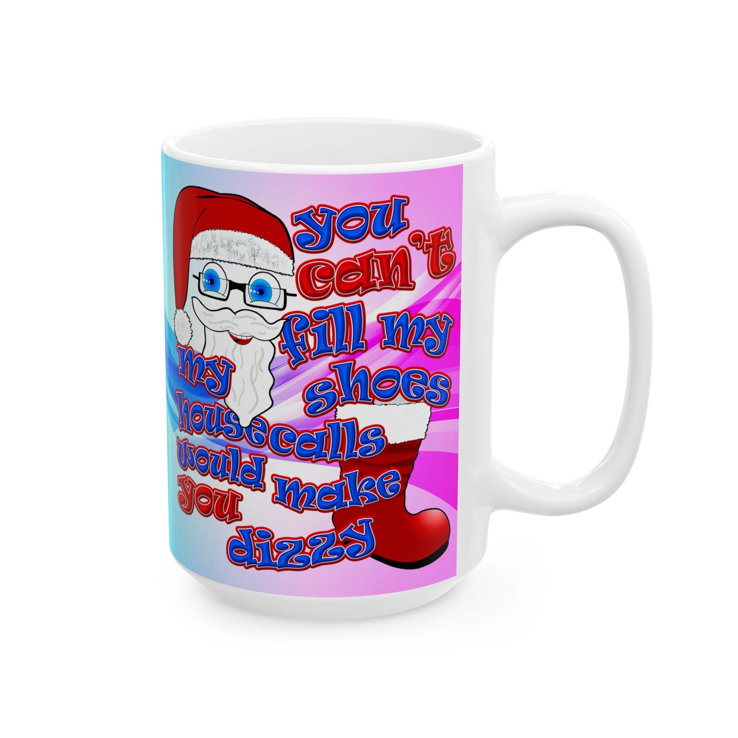 santa's shoes - White Mug (light blue-pink wave)