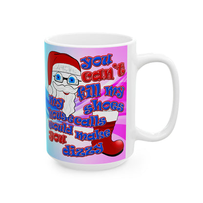 santa's shoes - White Mug (light blue-pink wave)
