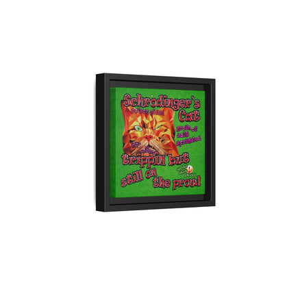 schrodinger's cat - framed canvas art (green turf)