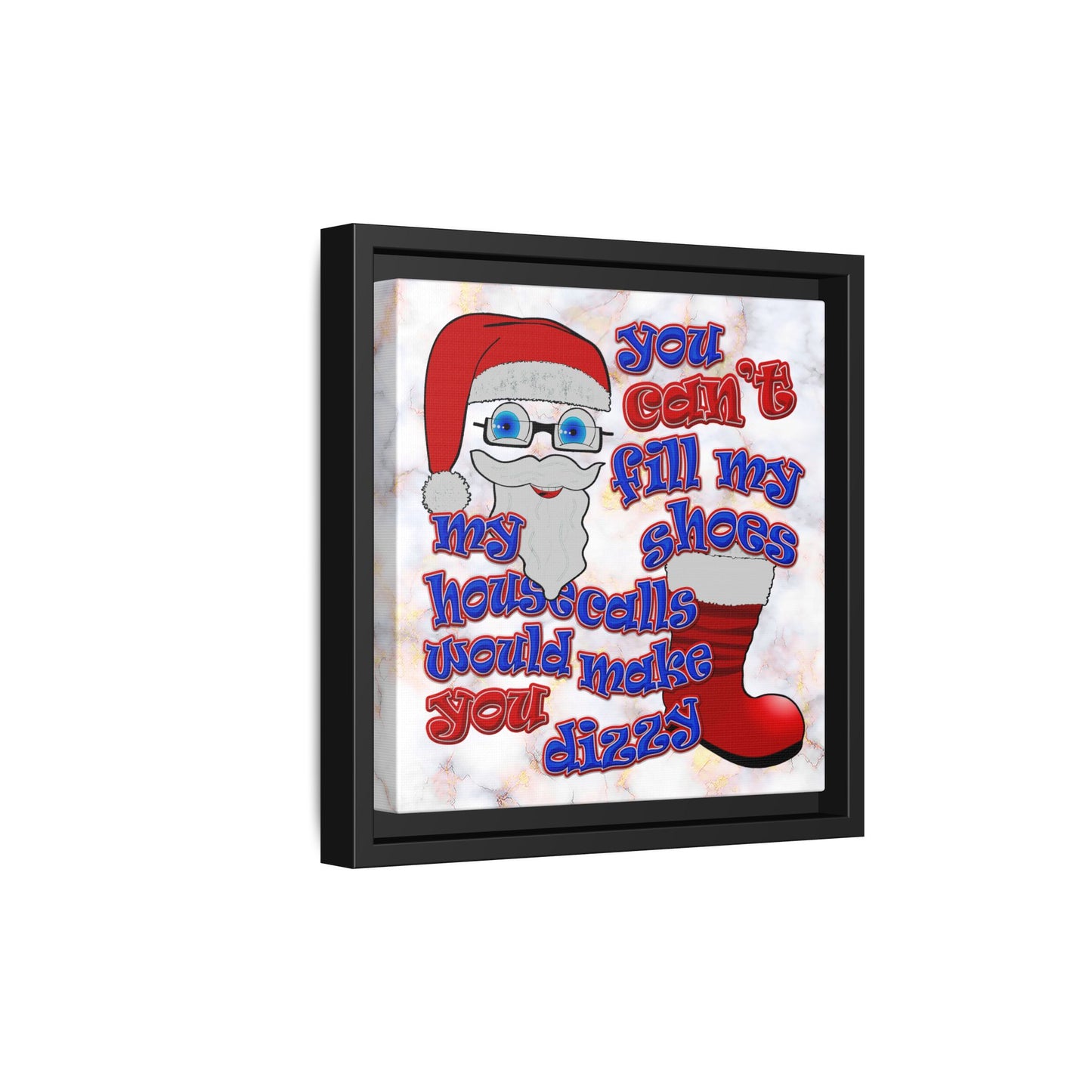 santa's shoes - framed canvas art (white marble)