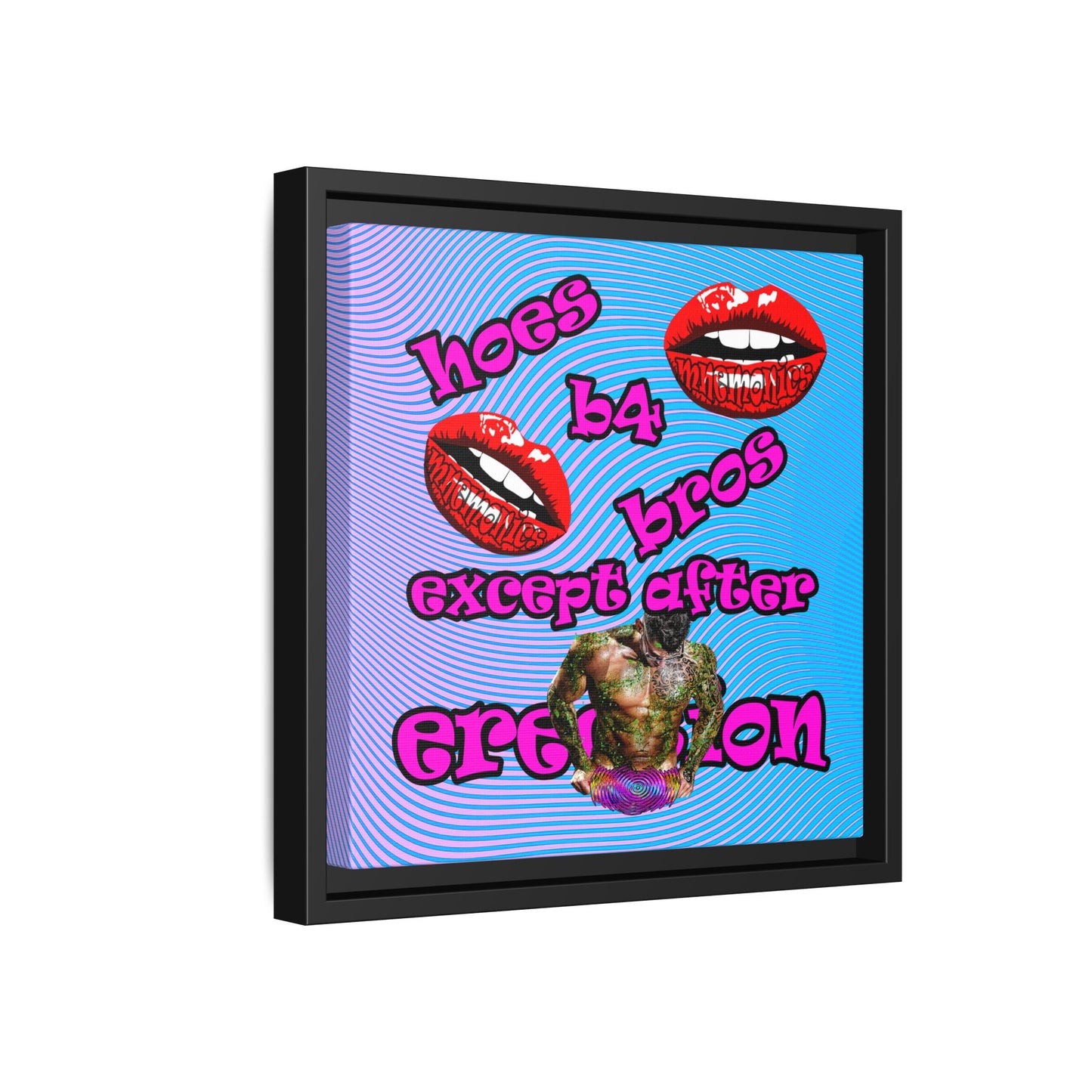 hoes b4 bros - framed canvas art (light blue-purple wave)