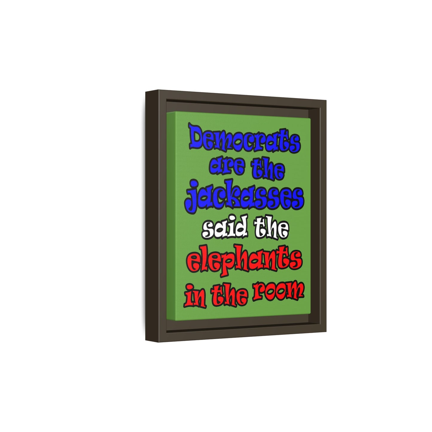 donkeys and elephants - framed canvas art (green)